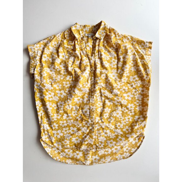 MADEWELL Central Retro Floral Yellow Cotton Voile Oversized Shirt, Size XS - Picture 6 of 13